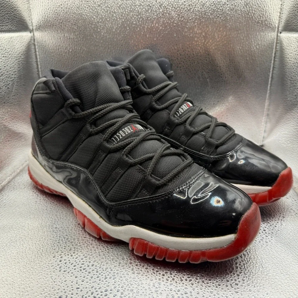 Size 11.5‎ Nike Air Jordan 11 Retro Bred Leather Black Mens Sneakers 136046-061